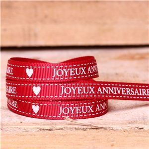 Joyeux Anniversaire Ribbon - Cranberry
